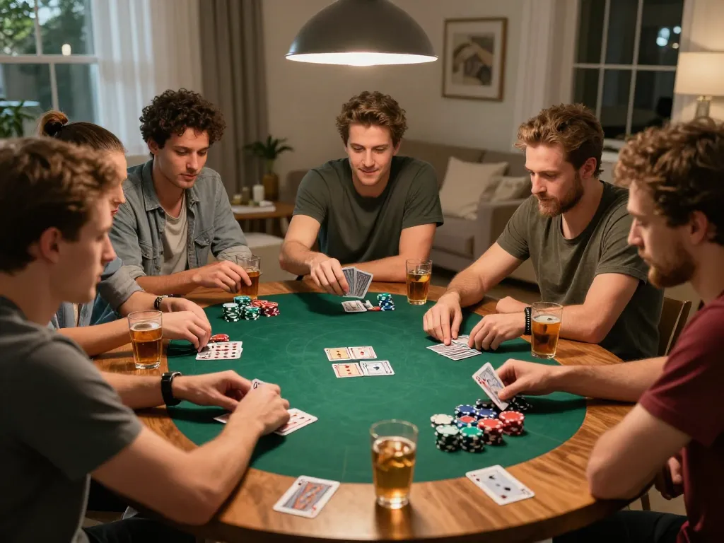 Players engage in an exciting home poker night at nhà cái 789win, creating lasting memories while competing for wins.