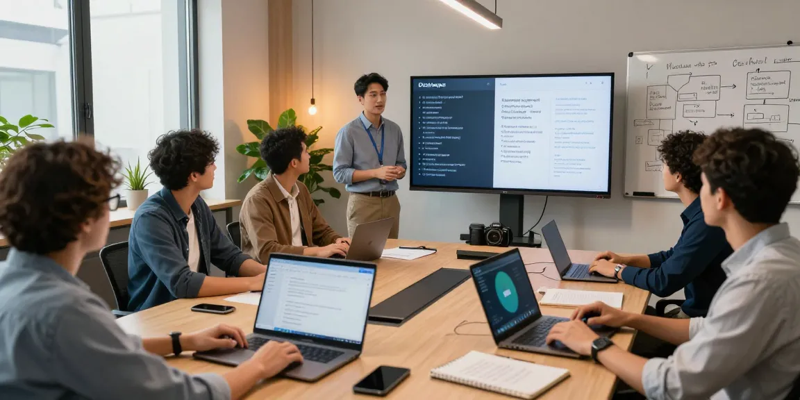 Team bei der Nutzung der besten Sprachübersetzer in einem modernen Büro für Echtzeitübersetzungen.