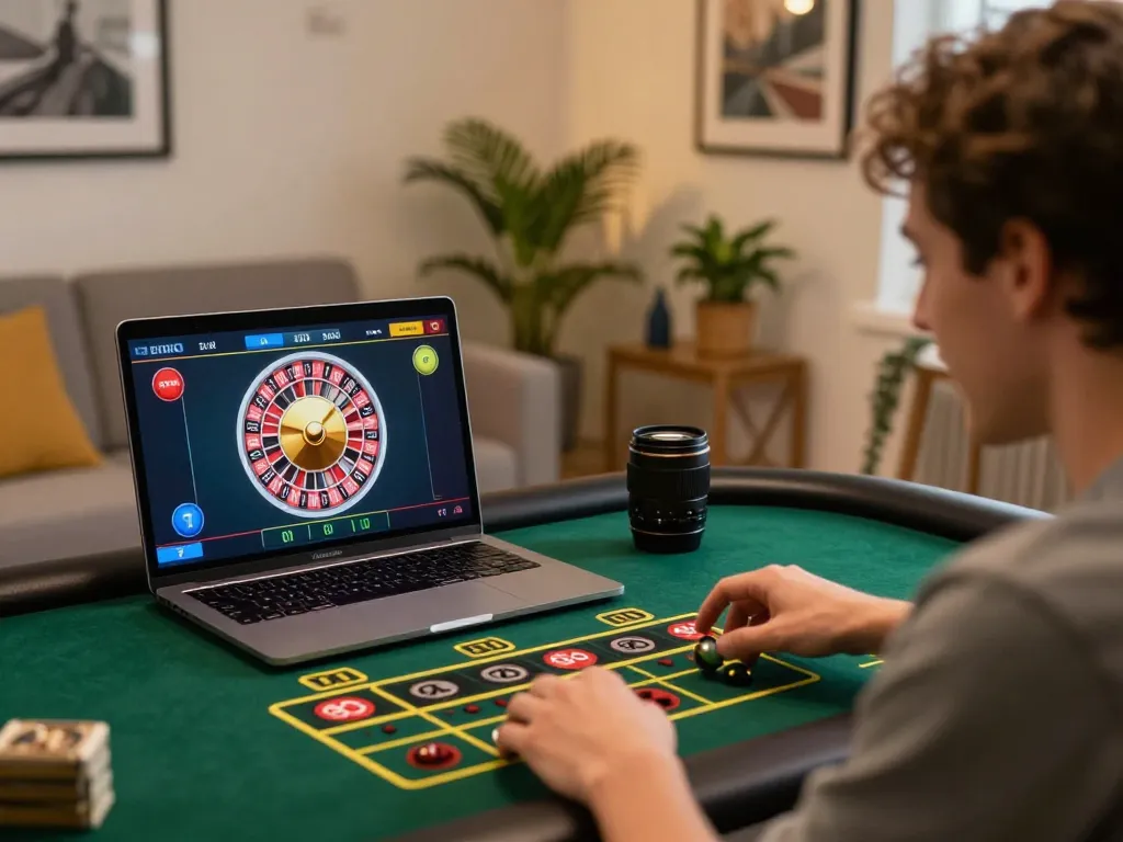 uu88 player enjoying live dealer roulette game online, immersed in exciting betting experience