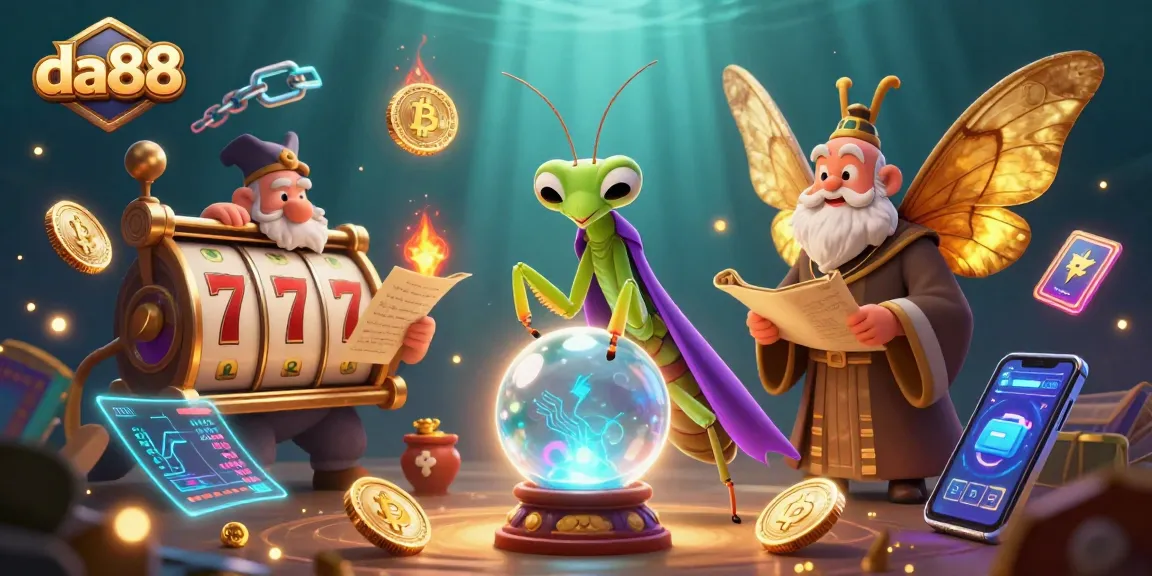 Engage with da88's vibrant gaming world featuring slots and prizes in a mystical casino scene.