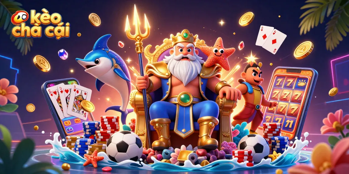 Engage with kèo nhà cái in a vibrant casino scene featuring Neptune and dynamic betting elements.