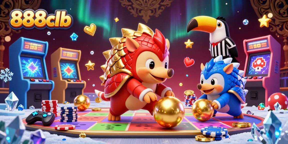Experience thrilling bets at 888clb with pangolins and poker chips in a vivid casino game scene.