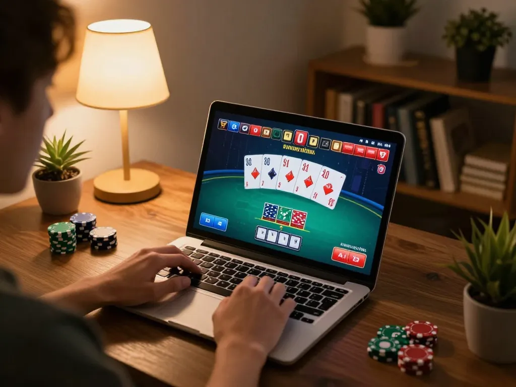 Engaging online gaming scene, showcasing đăng nhập F168 on laptop for an exciting gambling experience.