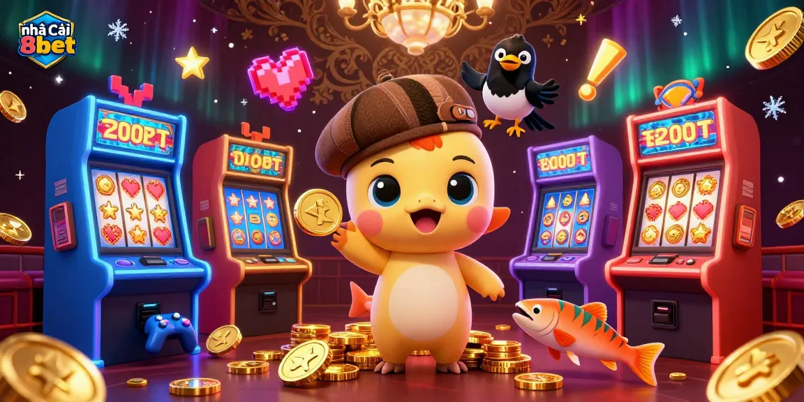 Experience the excitement at nhà cái 8kbet with iconic characters and vibrant casino elements.