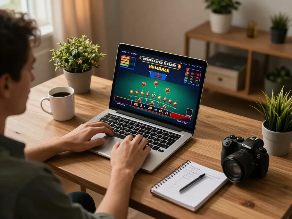 bet168 player engaged in live dealer blackjack game from a cozy home office