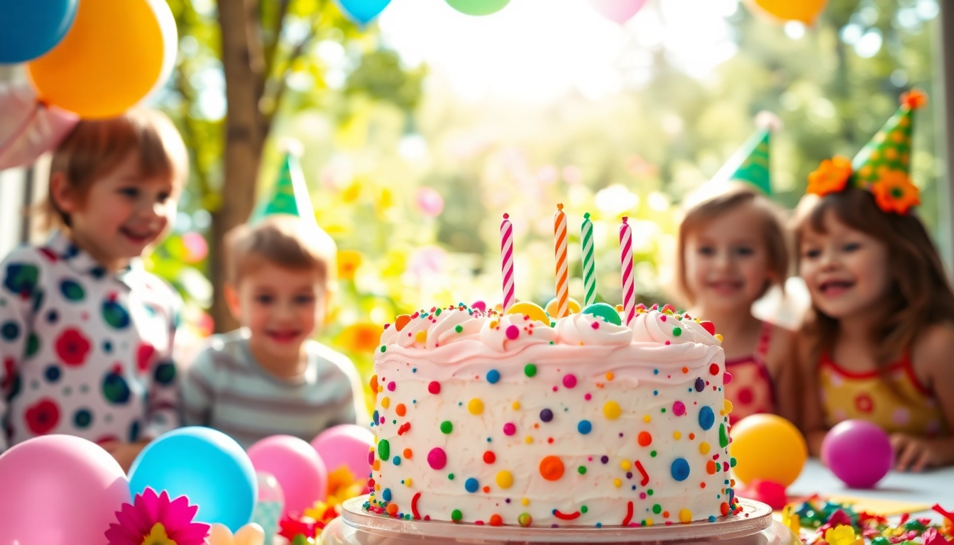 Planen Sie einen Kindergeburtstag 4 Jahre mit bunten Dekorationen und einem fröhlichen Kuchen.