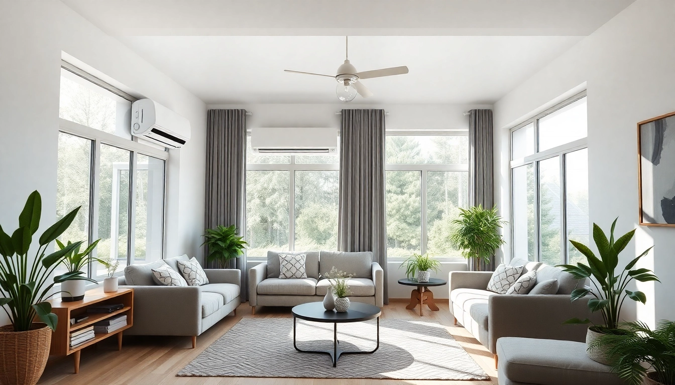 Klimaanlagen enhance comfort with a sleek split system installed in a bright living room setting.
