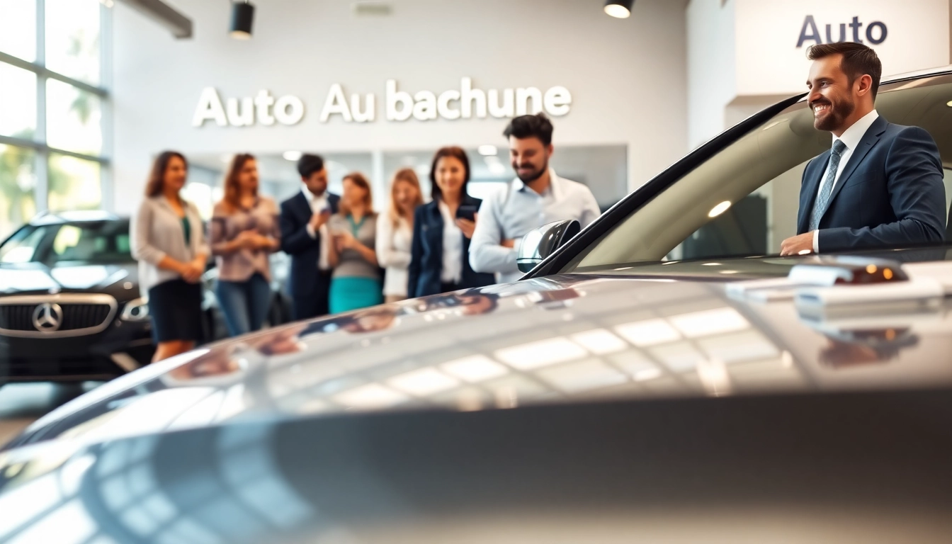 Auto kaufen bei einem professionellen Autohaus mit zufriedenen Kunden und Verkäufern.