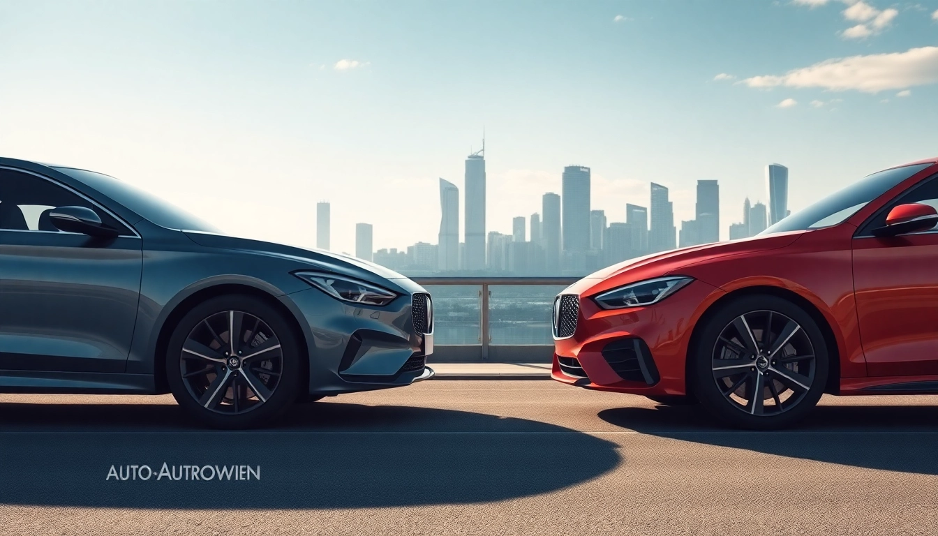 Autovergleich zwischen zwei modernen Autos in einer urbanen Umgebung.