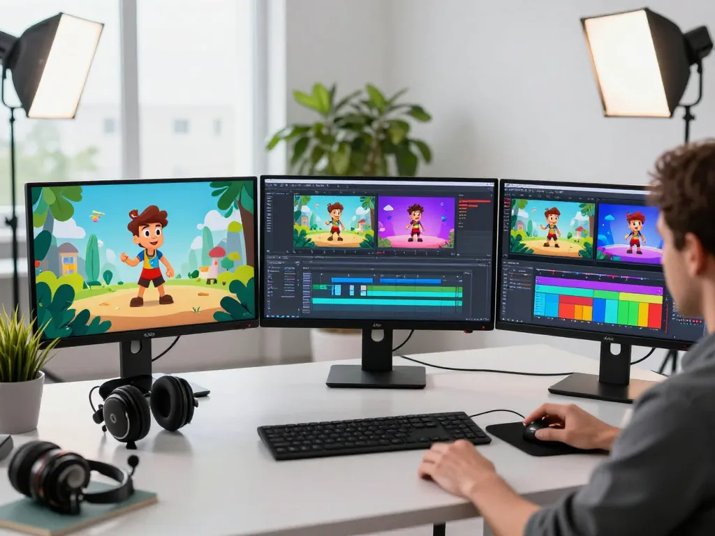 Innovative video production using free motion control AI in a modern studio setup.