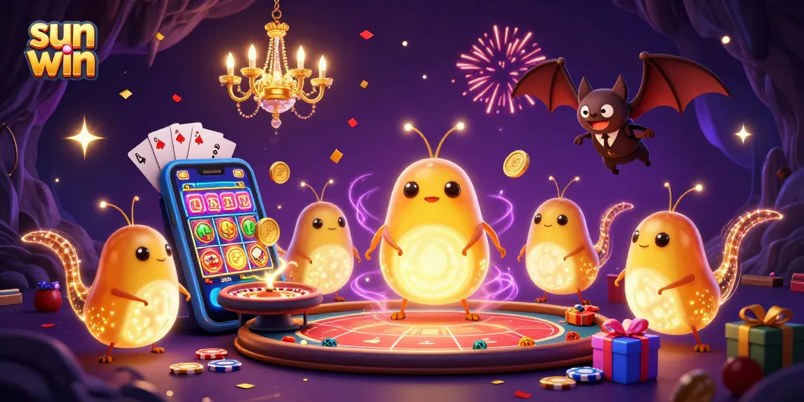 Experience thrilling moments at sun win with vibrant slot games and celebratory lights.