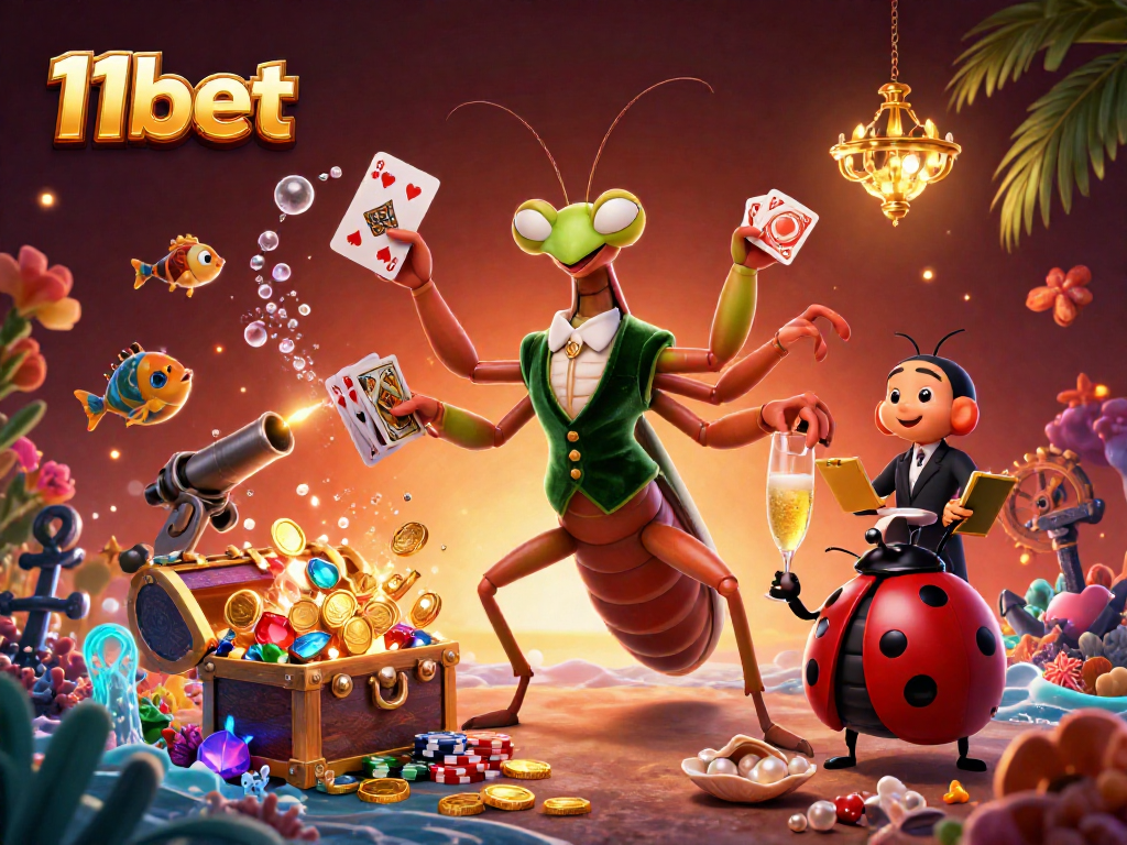 Experience thrilling gameplay at 11bet with festive characters and vibrant casino elements.