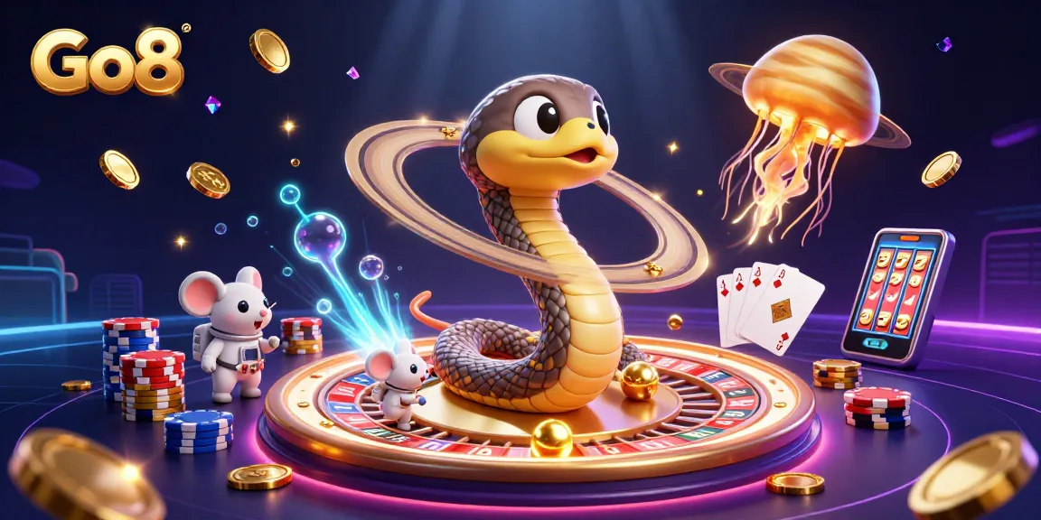 Experience thrilling betting with Go8's vibrant 3D casino scene featuring animated fun!