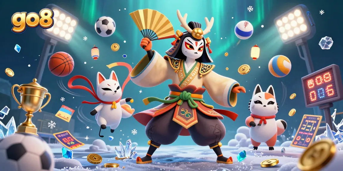 Experience thrilling bets and dynamic sports action with go8 at this vibrant casino-themed illustration.