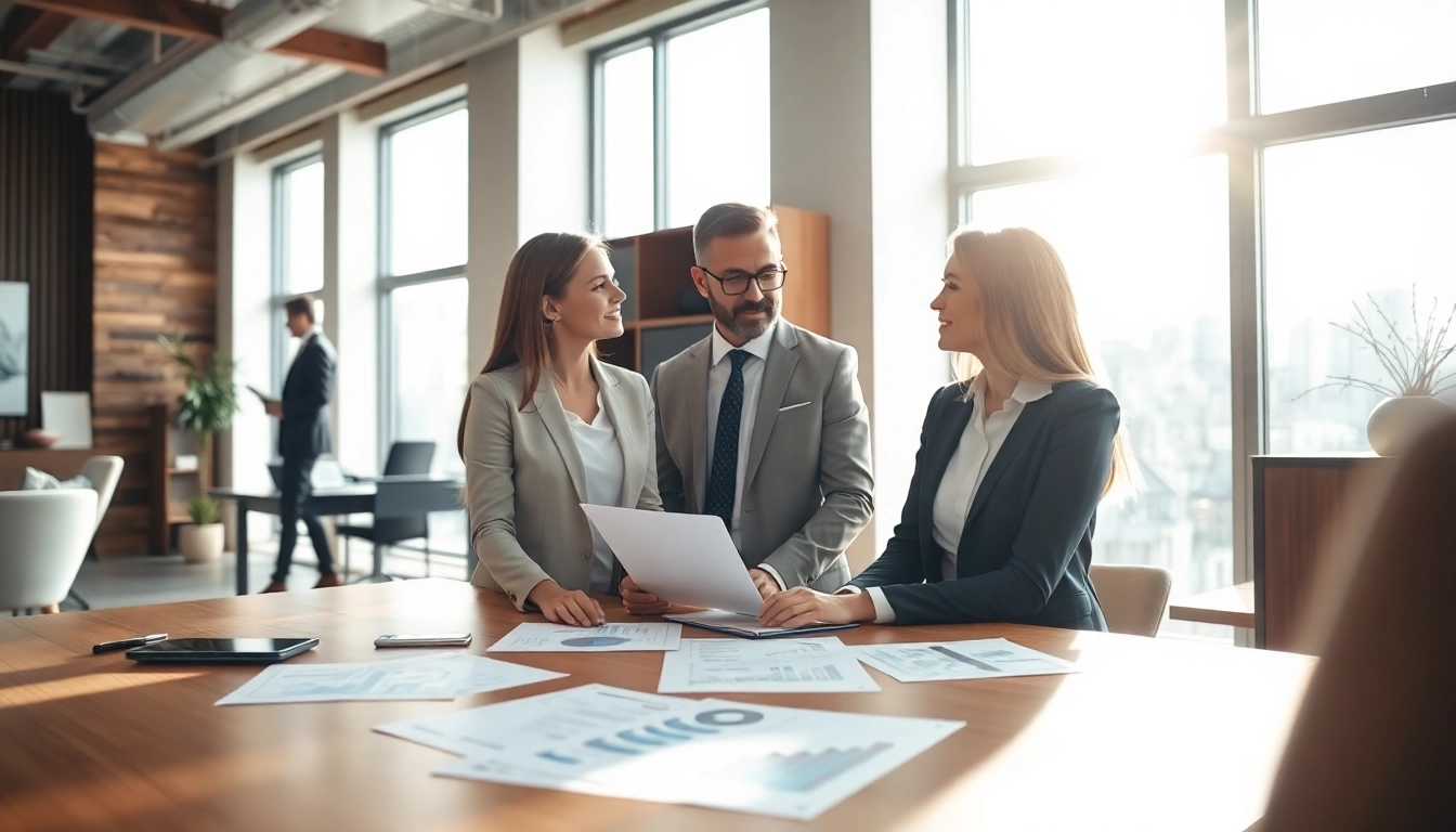 Beratung zur privaten Finanzierung mit einem Finanzberater und Klienten in einem modernen Büro.