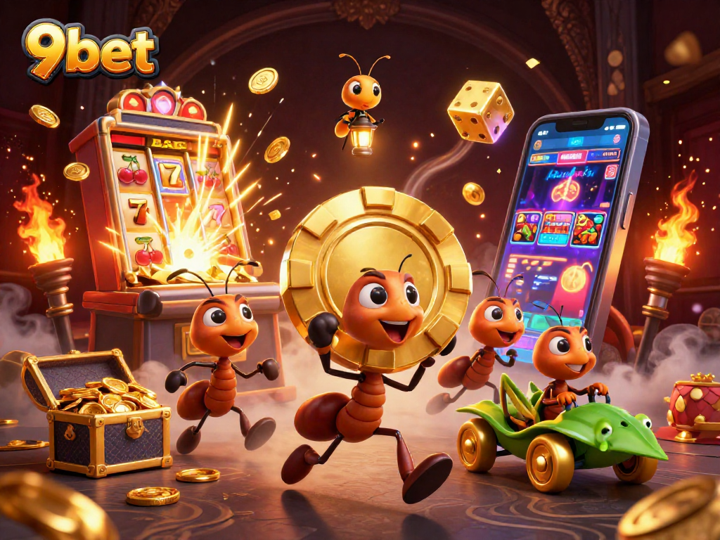 9bet explores a heist scene with ants, a firefly lookout, and a grasshopper getaway driver.