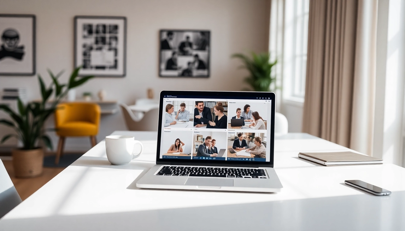 Browse Stellenangebote on a sleek laptop in a contemporary office setting.
