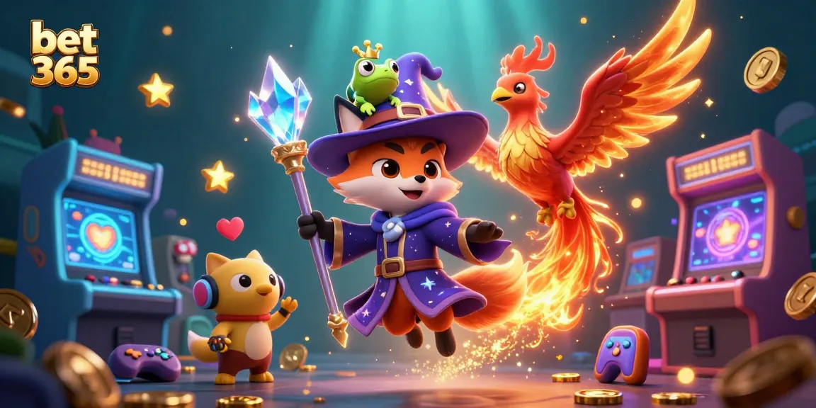 Experience the thrill of betting with bet 365 through a vibrant, magical casino scene with unique characters.