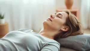 Schmerzlinderung Bandscheibenvorfall: Person führt gezielte Dehnübungen zur Entspannung der Rückenmuskulatur durch.