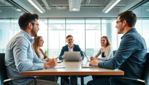 Teammeeting zur Strategieentwicklung, um Vertriebsspezialisten finden zu erleichtern.