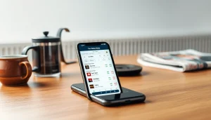 Erlebe die besten Wett Apps mit einer modernen Benutzeroberfläche auf einem Smartphone, das auf einem Tisch liegt.