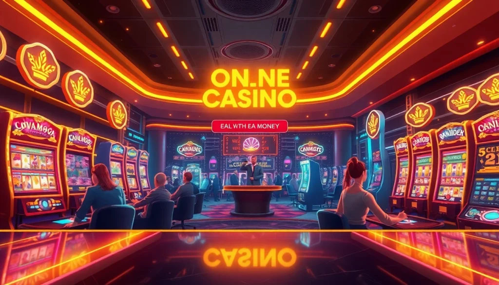 Experience the excitement of real money gaming in a vibrant online casino environment, highlighting thrilling gameplay and cash rewards.