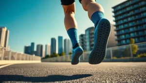 Sportler joggt in Kompressionssocken, fördert maximale Performance und Bequemlichkeit während des Laufens.