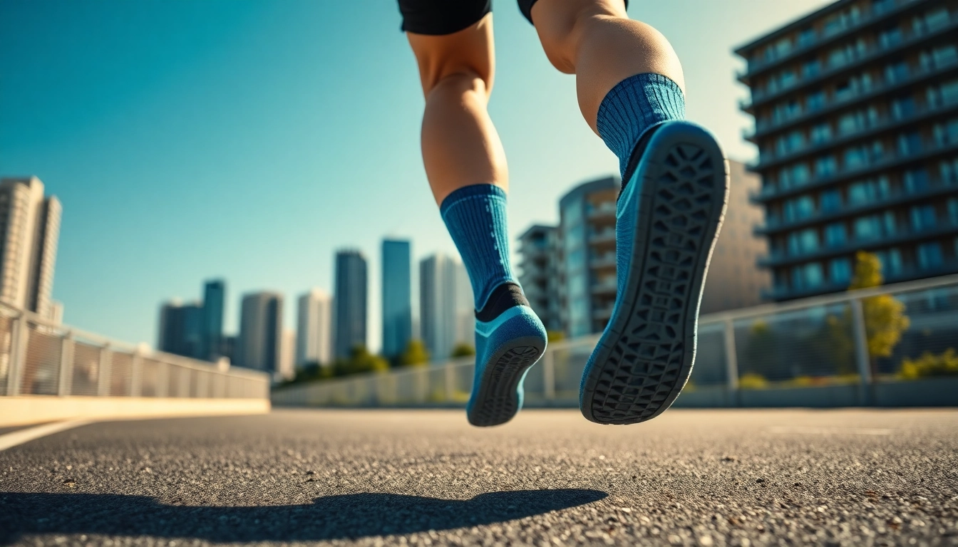 Sportler joggt in Kompressionssocken, fördert maximale Performance und Bequemlichkeit während des Laufens.