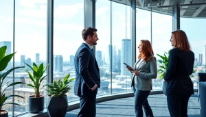 Professionals collaborating in an office, symbolizing Headhunter Frankfurt services.