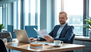 Headhunter Hannover bei der Durchsicht von Bewerberprofilen in einem modernen Büro.