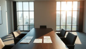 Professionelles Büroumfeld für Headhunter Mönchengladbach mit eleganter Ausstattung und Stadtblick.