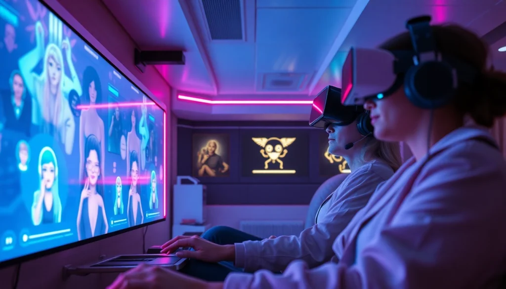 Engaging in intimate porn AI chat with personalized avatars in a cozy digital lounge.