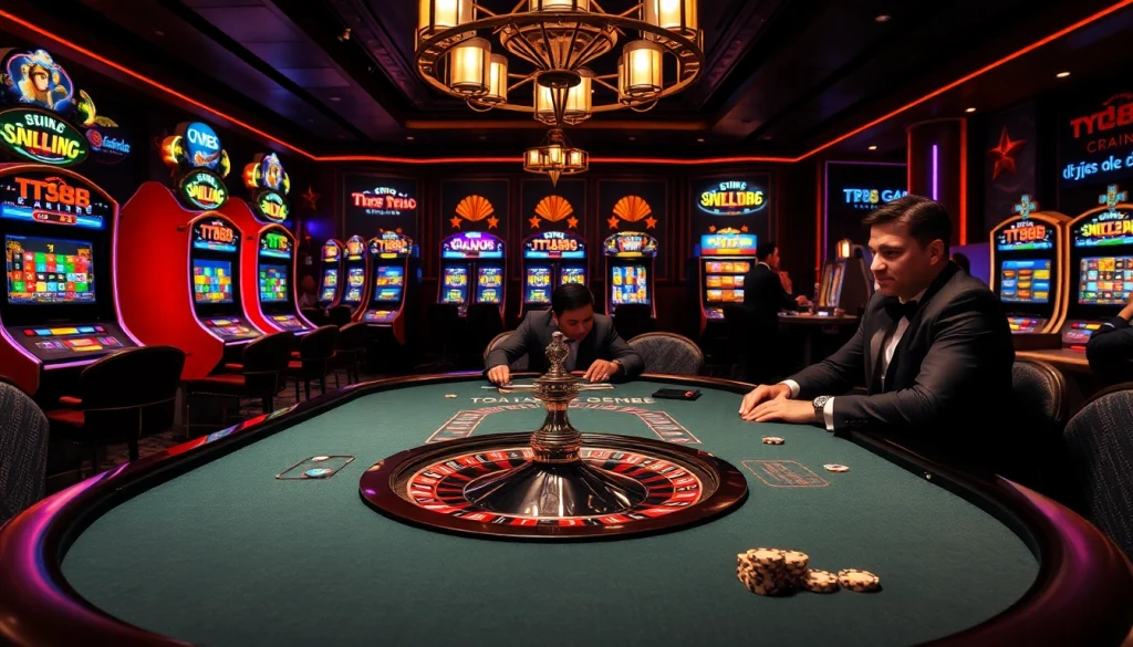 Experience the thrill of TT88 with luxurious poker and casino gaming visuals.