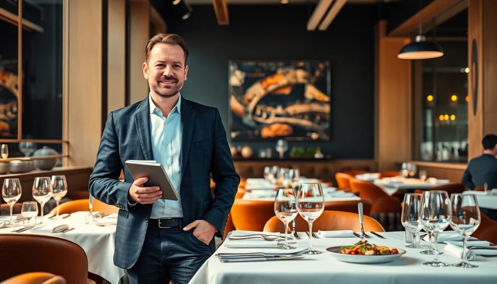 Headhunter Gastronomie berät professionell in einem eleganten Restaurant.
