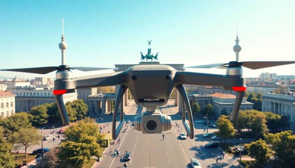 Drohnenvideos Berlin aus der Luft mit ikonischen Berliner Wahrzeichen und lebhafter Stadtatmosphäre.