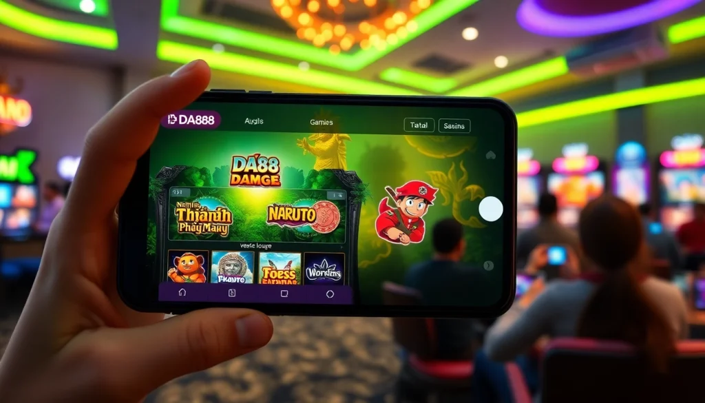 Tải App Da88 to explore exciting gaming experiences with modern mobile interface showcasing popular slot games.