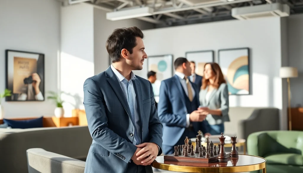 Headhunter in a modern office, engaging with candidates and clients for successful placements.