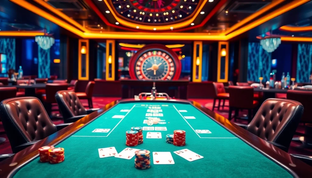 Engaging players at a poker table showcasing đăng ký 789club excitement in a luxurious casino setting.