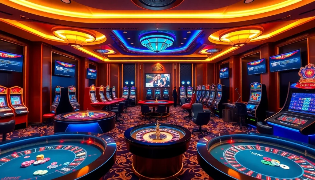 Experience the excitement of nk88 trang chủ with casino tables and vibrant game displays.
