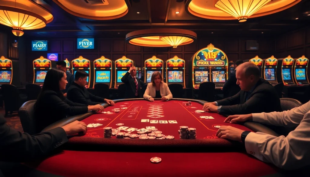 Action-packed gaming scene at Casino Five88 with poker chips and cards.