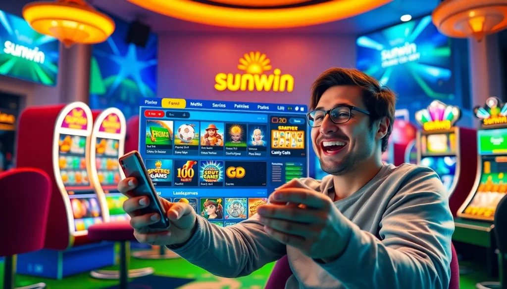 Engaging visual of Sunwin20 online gaming platform showcasing vibrant game categories and interactive experience.