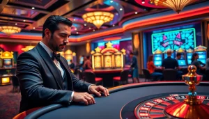 Experience the thrill of winning at 789 win's luxurious casino with vibrant tables and slot machines.