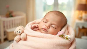 Neugeborenen Babyshooting mit schlafendem Baby in warmem, einladendem Umfeld.