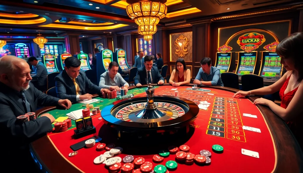 Trải nghiệm cảm giác hồi hộp cùng LUCK8 và LUCKY8 tại bàn casino sôi động đầy phấn khích và sang trọng.