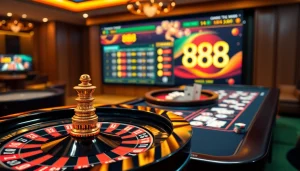 Experience the thrill of 88i đăng nhập in a luxurious casino environment with roulette and poker.