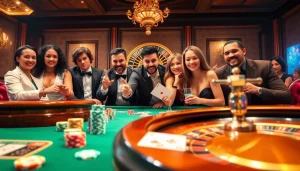 A vibrant casino table scene at https://rr88me.com/ showcasing players engaging in thrilling gambling.