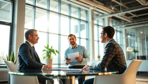 Headhunter Schweiz berät einen Kandidaten in einem modernen Büro mit professioneller Atmosphäre.