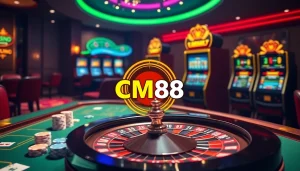 Experience thrilling gameplay with CM88's vibrant casino atmosphere featuring roulette and cards.