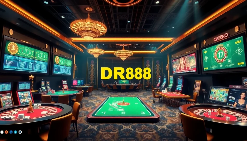 Cá cược thể thao DR88 showcases an exciting online casino scene with dynamic betting interfaces and luxurious gaming elements.