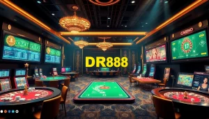 Cá cược thể thao DR88 showcases an exciting online casino scene with dynamic betting interfaces and luxurious gaming elements.